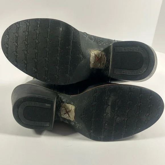 Twisted X Mens Western Boots Size 7 1/2 D‎ Brown Black Square Toe Embroidered - Picture 7 of 12